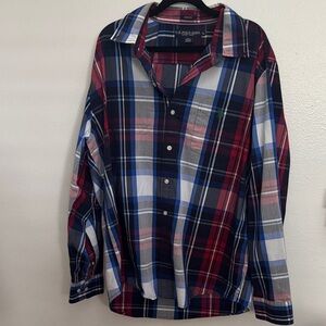 U.S. Polo Assn. Men's Casual Plaid Shirt - Navy and Red